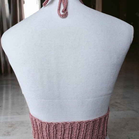 🌸‎ Handmade Crochet + Knit Rib Halter Top 🌸 - Picture 5 of 5